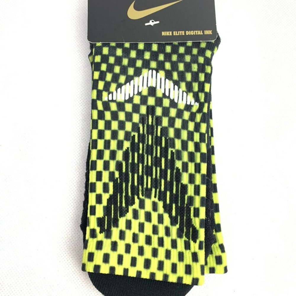 Nike Elite Black/Neon Digital Running Unisex Socks